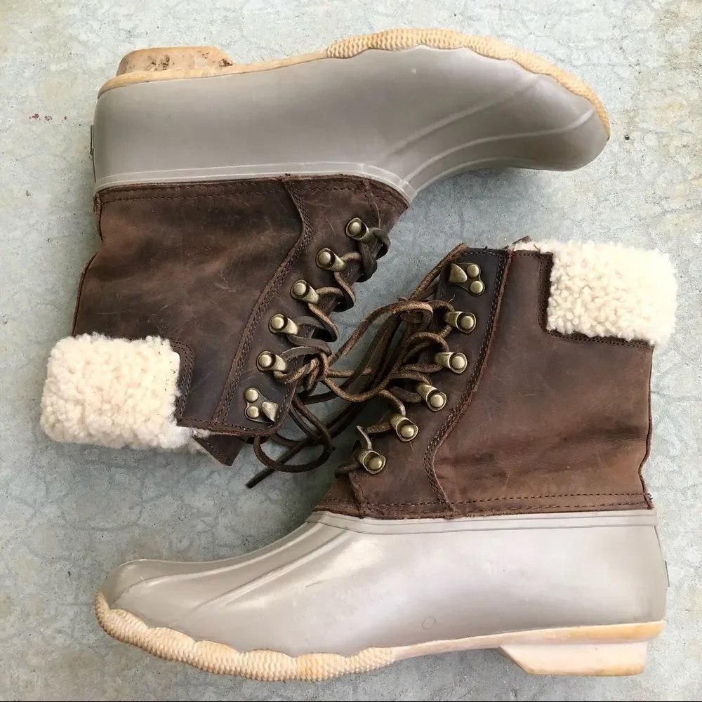 Sperry Duck boots waterproof leather wool rubber 11